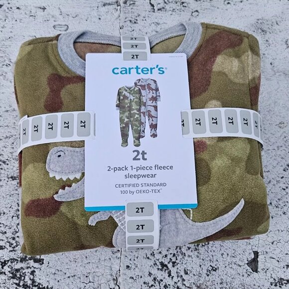 Carter's Other - Carters Baby Sleepwear Green and Gray 1 Piece Fleece Jumper Set of 2 Size 2T New